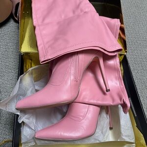 Frederick's of Hollywood Gisele Pink Over the Knee Boots